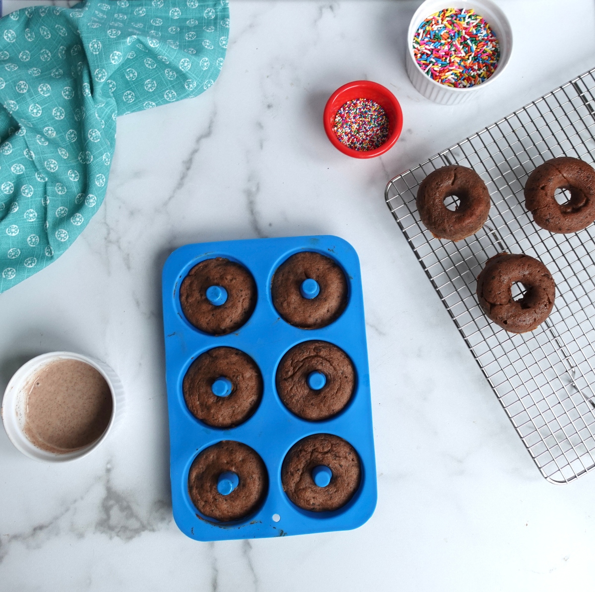 Apple prune donuts in silicon donut pan
