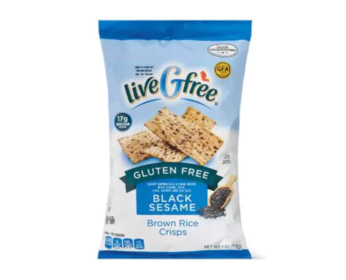 Black sesame rice crisps