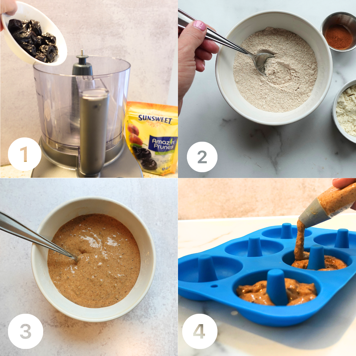 Process of making apple prune donuts
