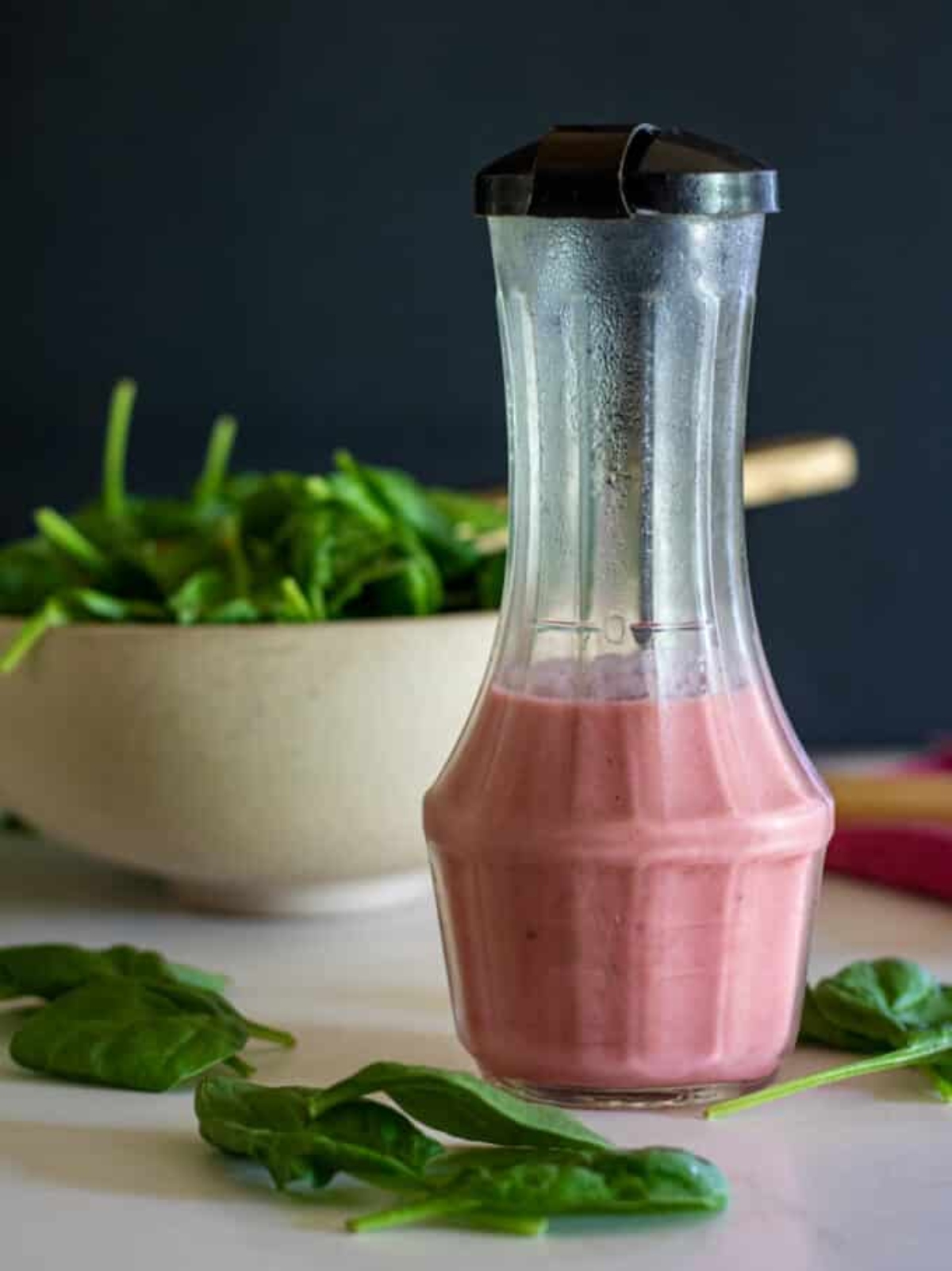 Rhubarb vinaigrette in a bottle