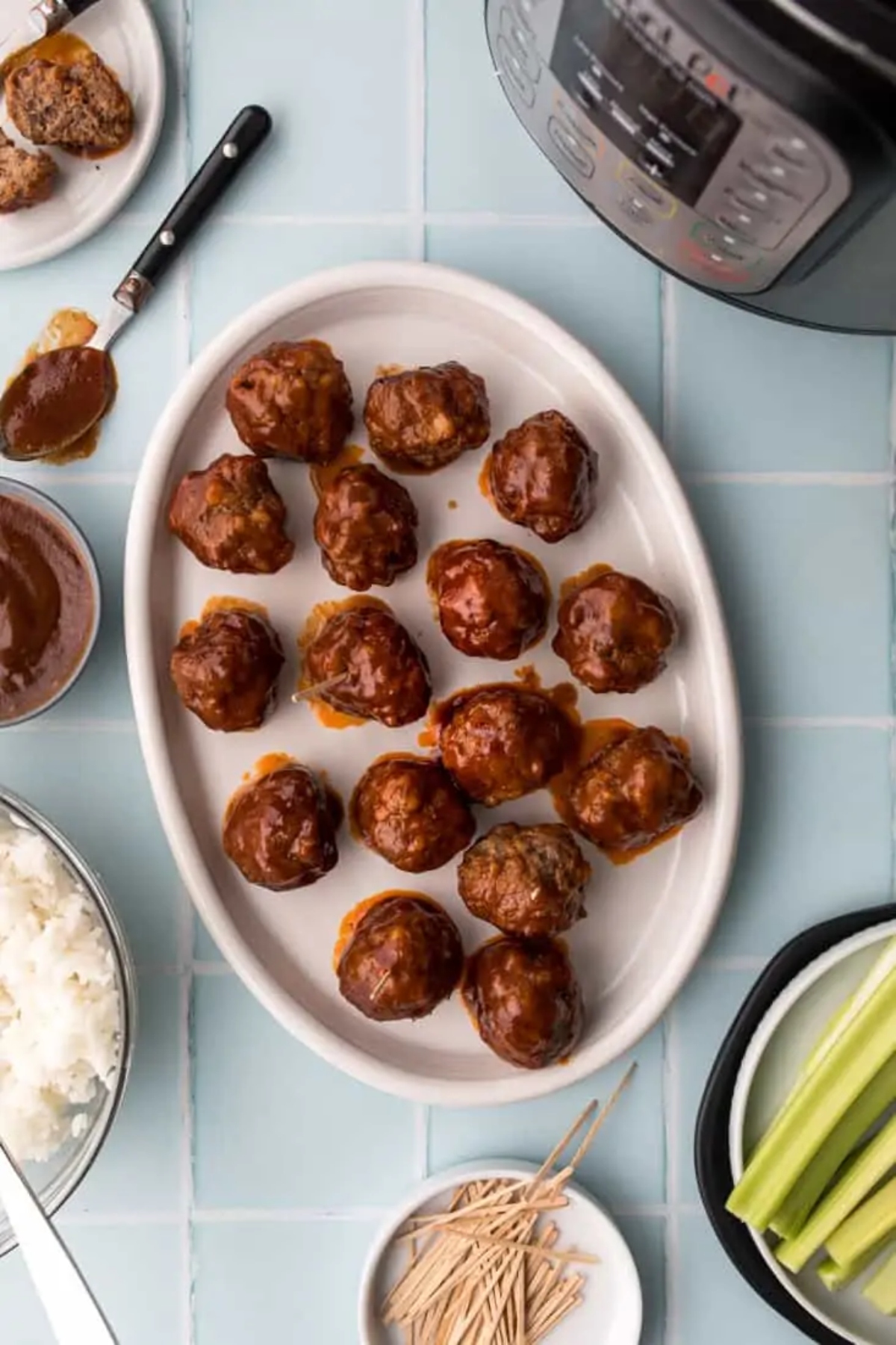 Bison meatballs served on a plate