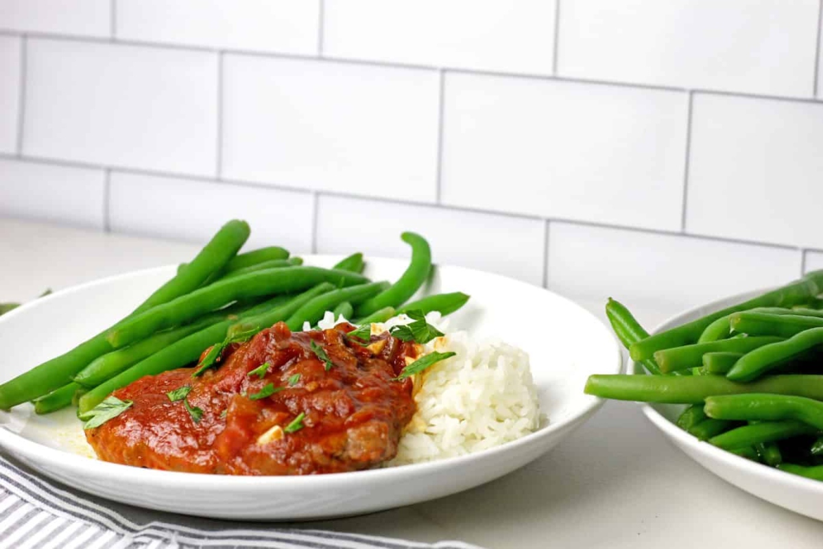 Instant pot swiss steak served on a plate