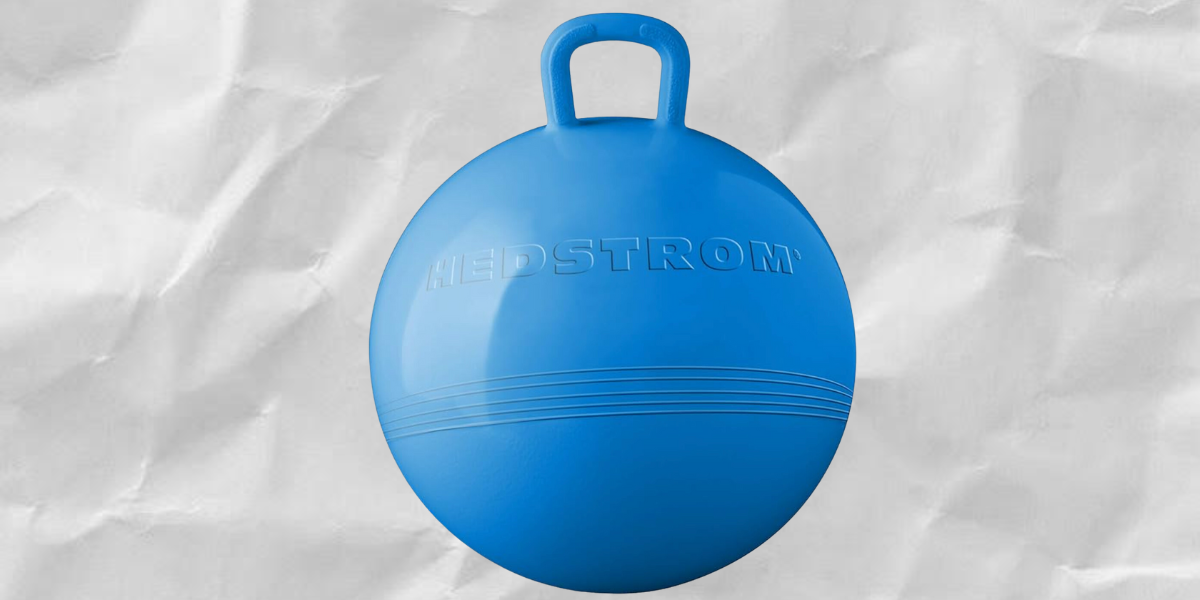 Blue bouncing ball with handle for kids