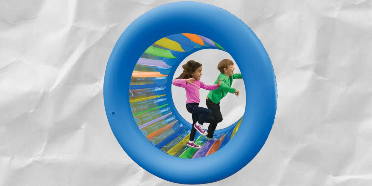 Giant inflatable rolling wheel