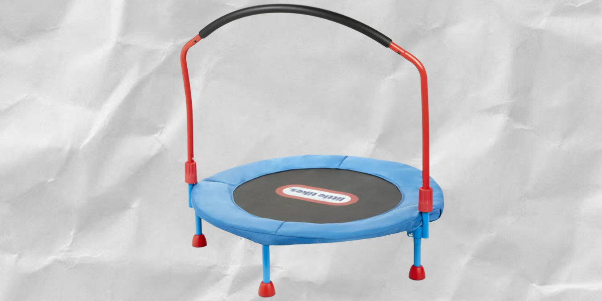 Mini trampoline with a toddler bar