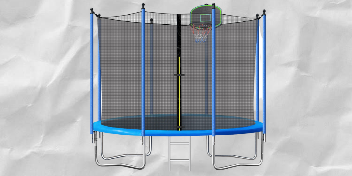 Outdoor Trampoline with Basketball Hoop & Enclosure