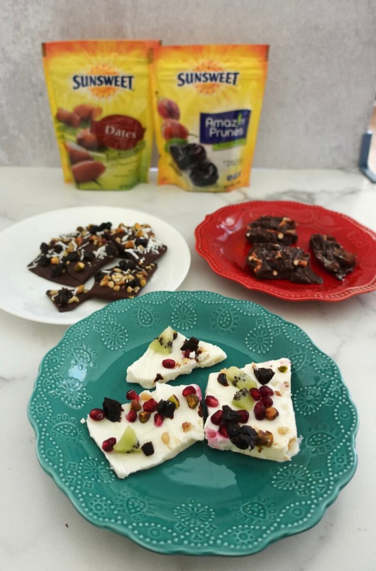 Low sugar chocolate barks and 2 packs of Sunsweet Growers Inc
