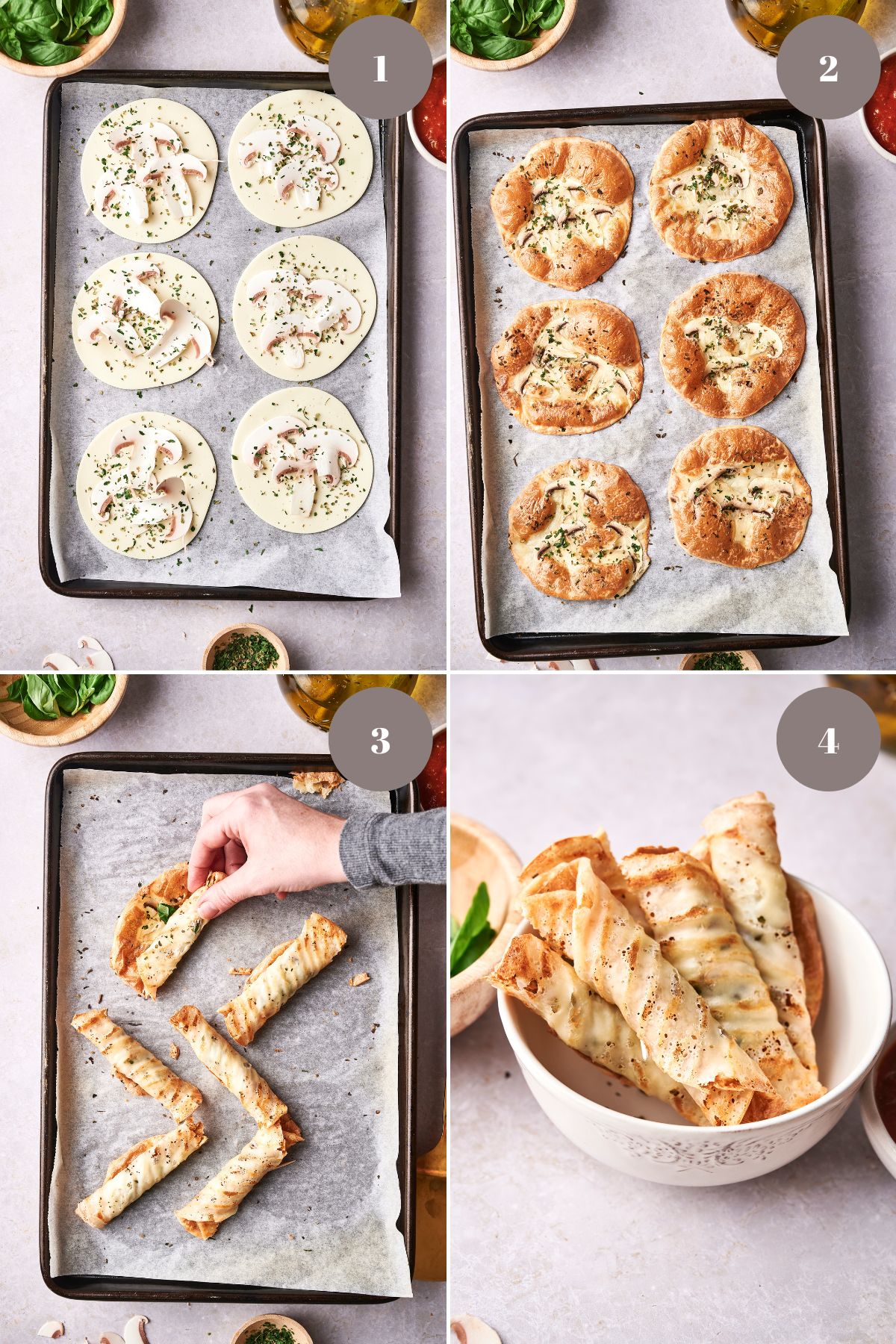 Process of making keto pizza rolls