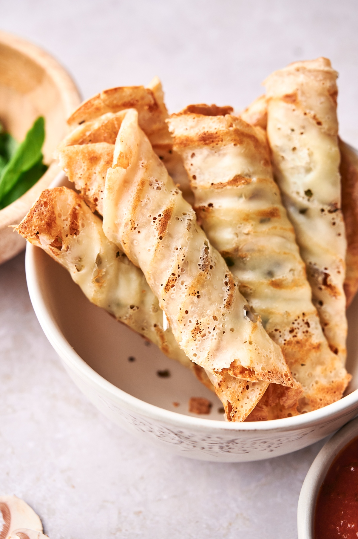 Keto pizza rolls close-up