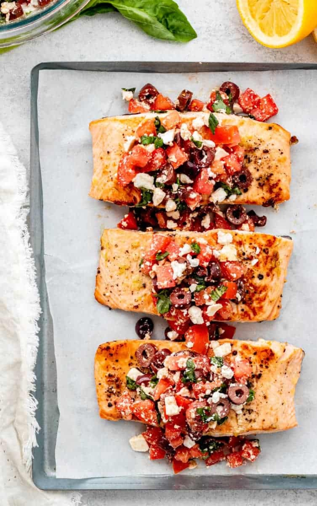Salmon with Mediterranean salsa