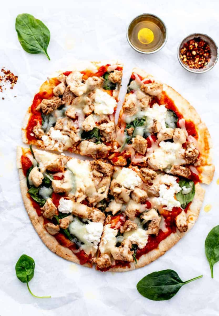 Chicken Spinach Pita Pizza