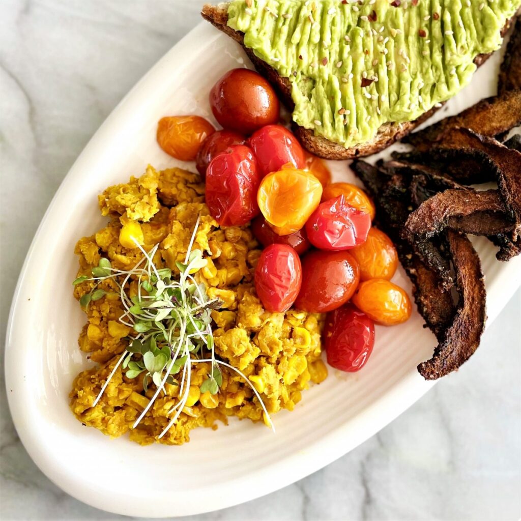 Plant-based chickpea eggs