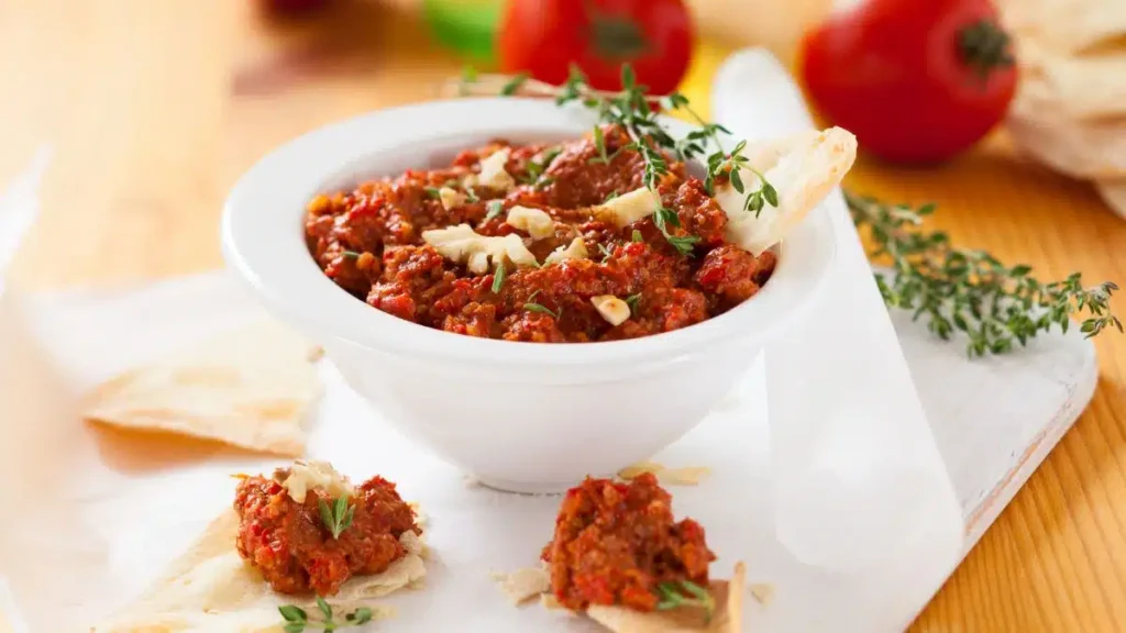 Roasted red pepper dip with walnuts