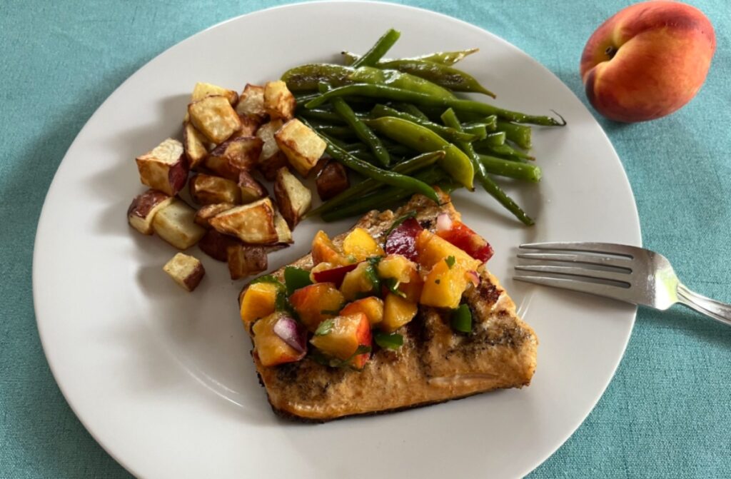 Salmon with peach salsa
