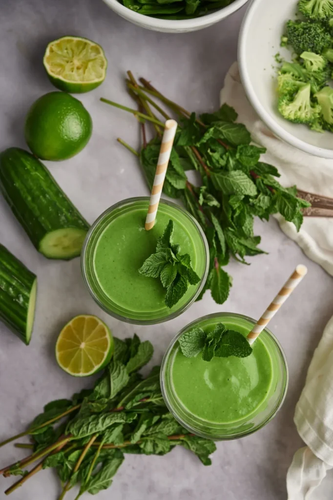 Two keto green smoothies in glasses