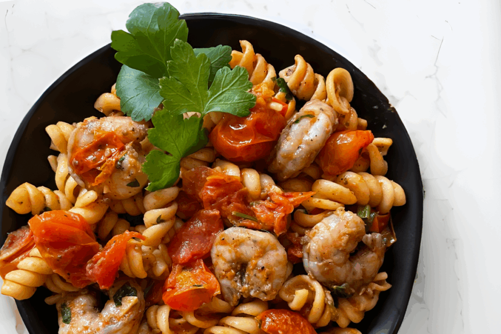One pot shrimp and tomato pasta