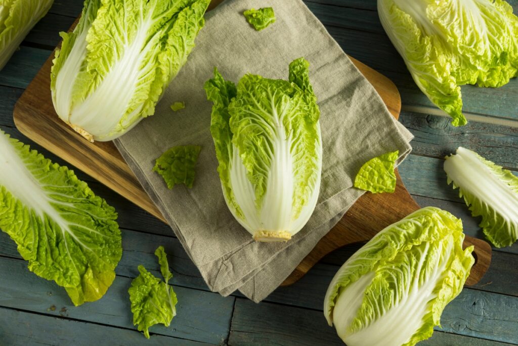 Napa Cabbages on a wooden chopping bord
