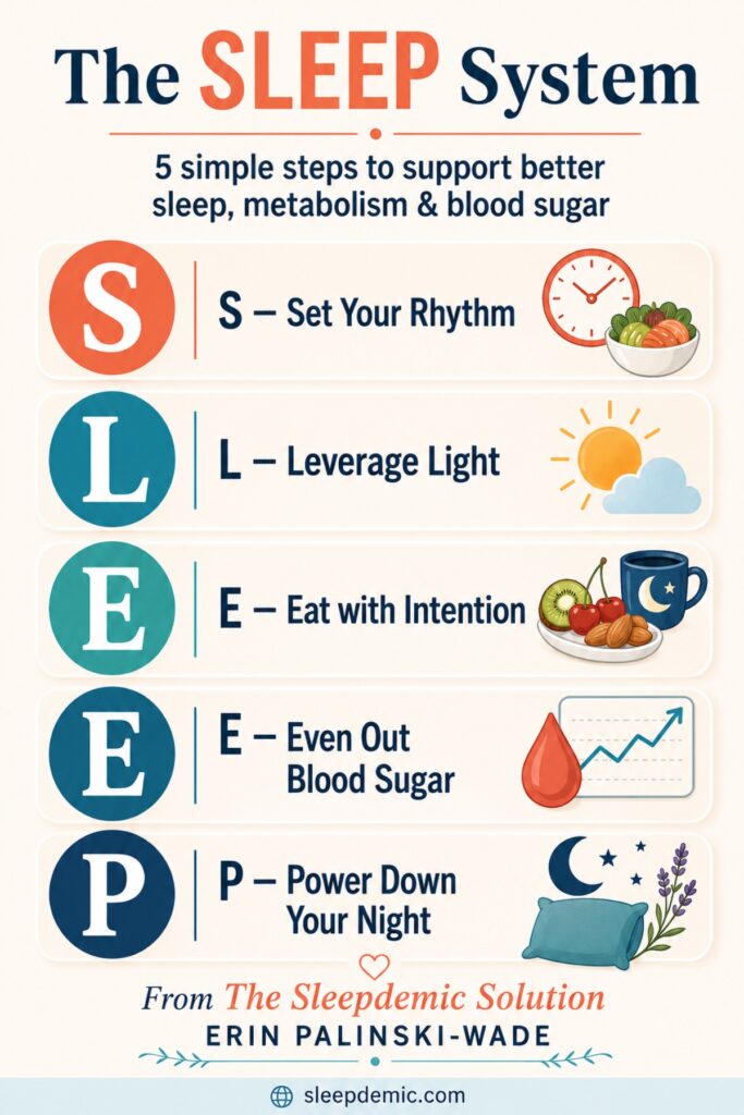 The SLEEP System from The Sleepdemic Solution by Erin Palinski-Wade